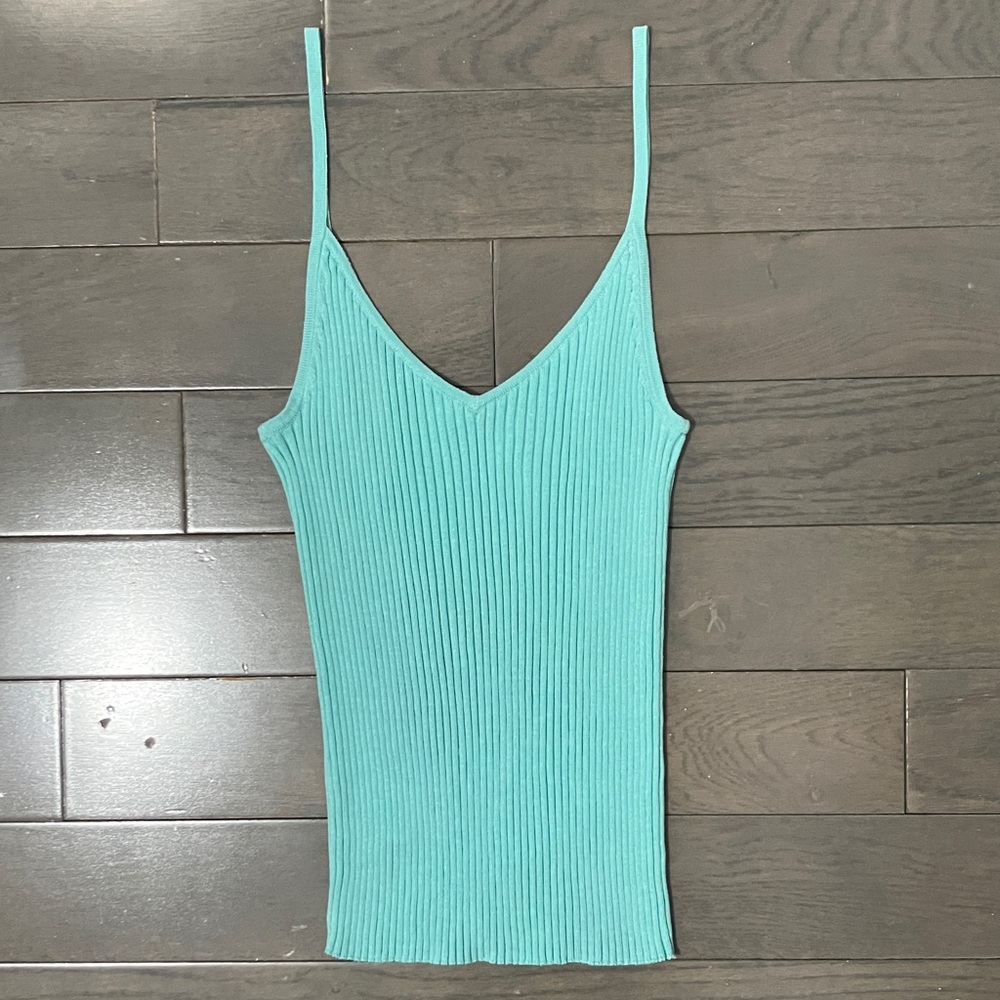Y2K Vintage Moda International Silk Blend Ribbed Knit Tank Top Size S